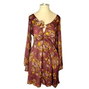 Free People Morning Light Mini Dress Smocked Burgu